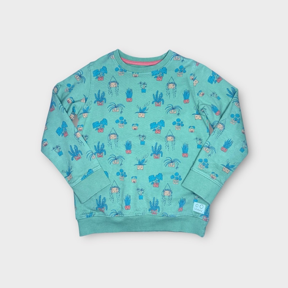 Indikidual Plant Allover Pattern Green Organic Sweatshirt